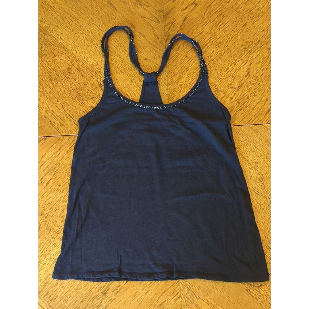 Y2K aerie Navy Beaded Racerback Tank Top